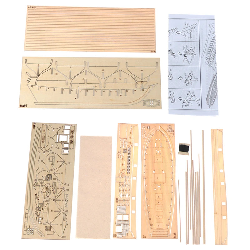 Handmade Wooden Sailboat Ship Kits 1:100 Scale DIY Model Toy Home Decoration Boat Gift Toy Wooden Ships Model Assembly Toy