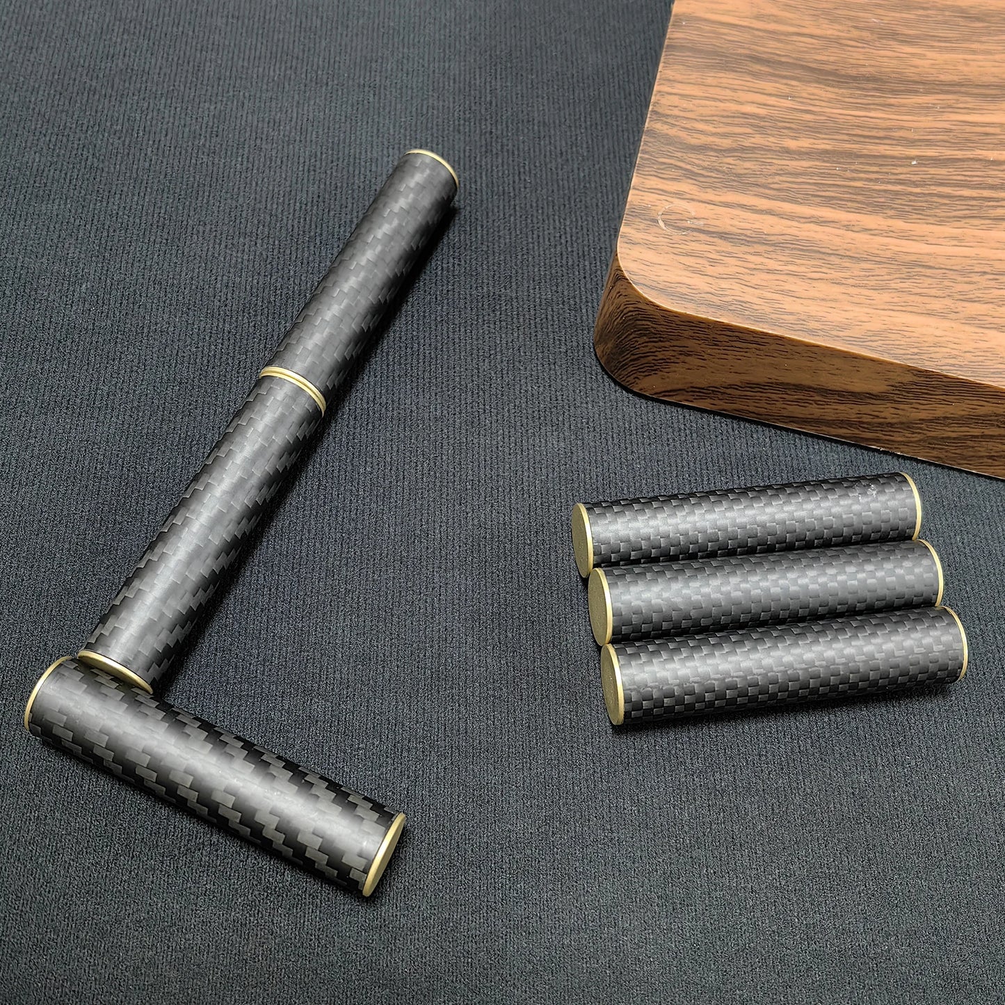 EDC Fidget Toys Stress Relief For Adults Magnetic Metal Carbon Fiber Three-section Stick Rotating Creative Gift