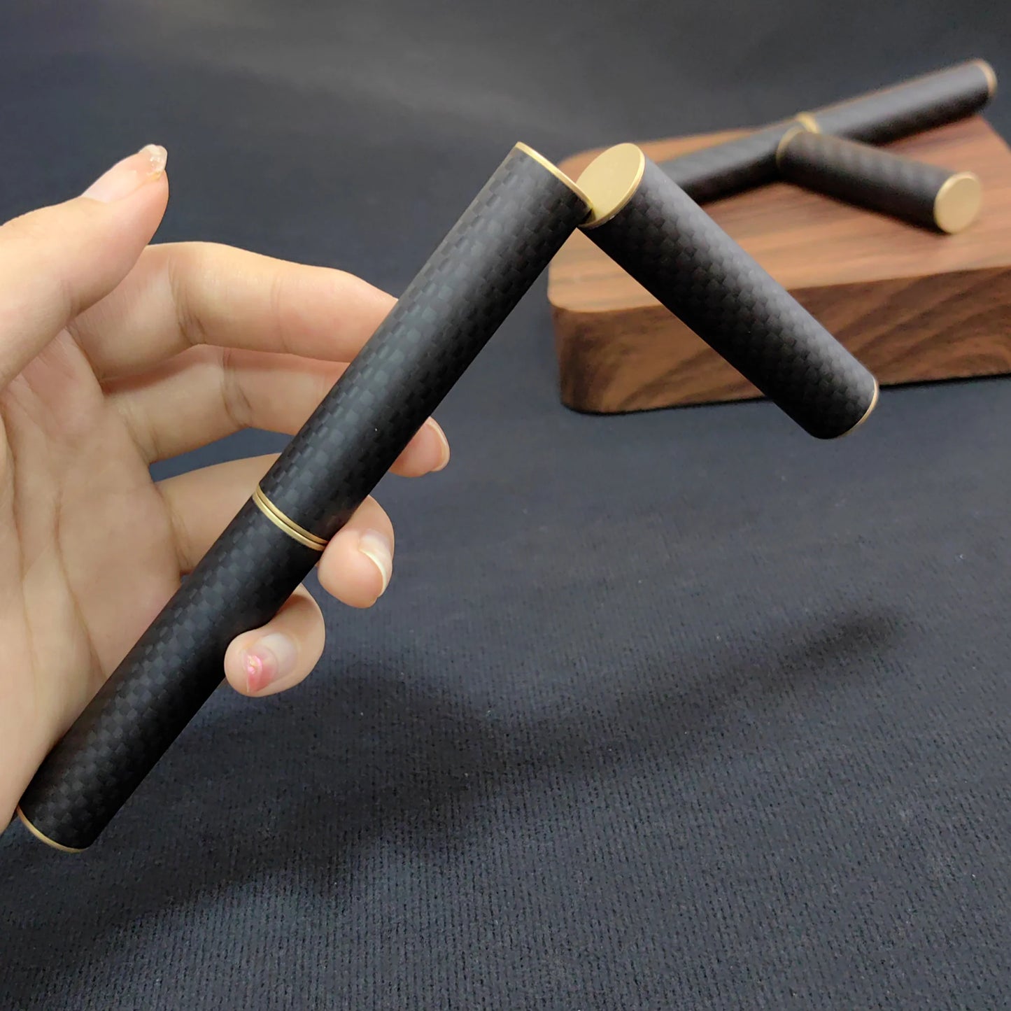 EDC Fidget Toys Stress Relief For Adults Magnetic Metal Carbon Fiber Three-section Stick Rotating Creative Gift